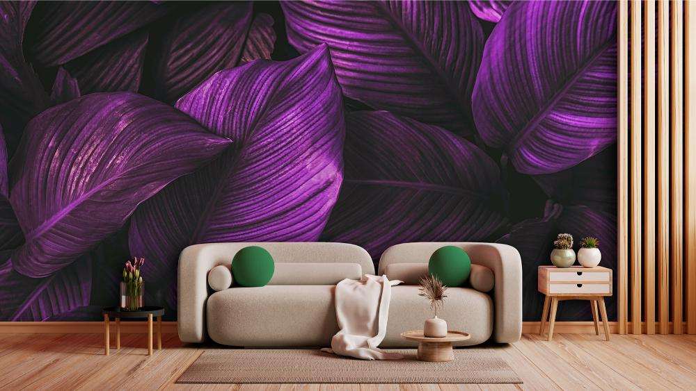 Paarse Tropische Bladeren Diep Contrast