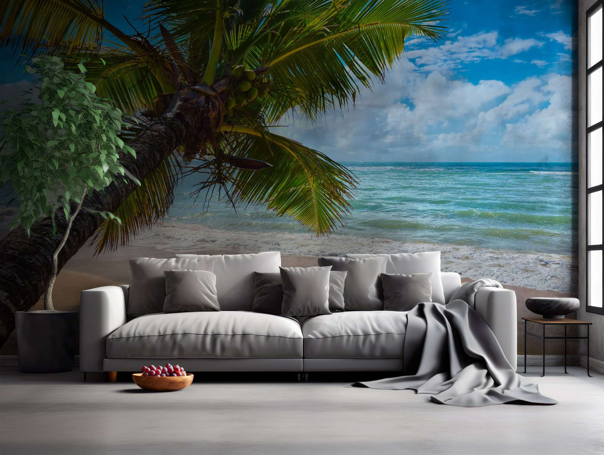 Palmboom aan Horizon bij Turquoise Zee