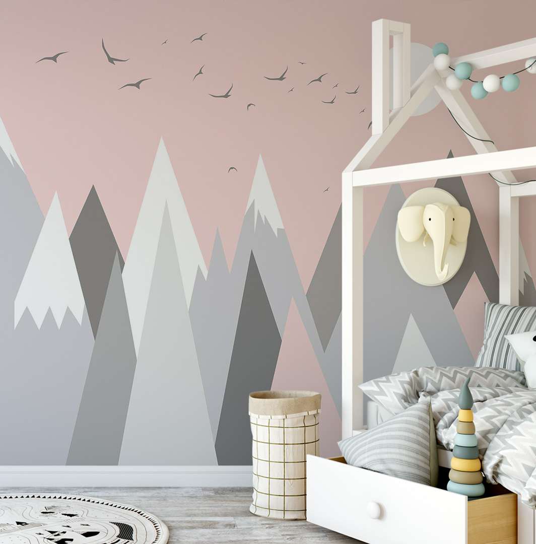 Pastel bergen kinderkamer