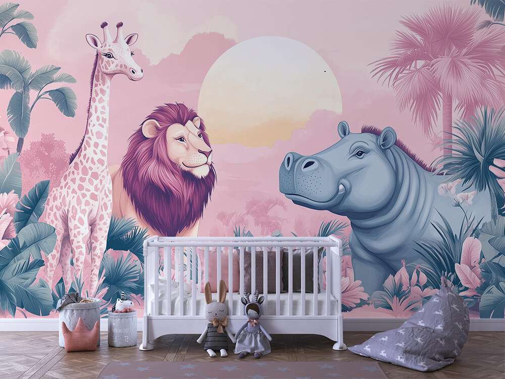 Pastel safari dieren kinderkamer