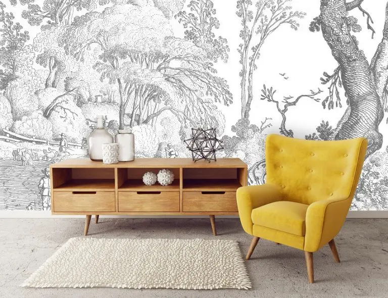 Pentekening Landschap met Bomen