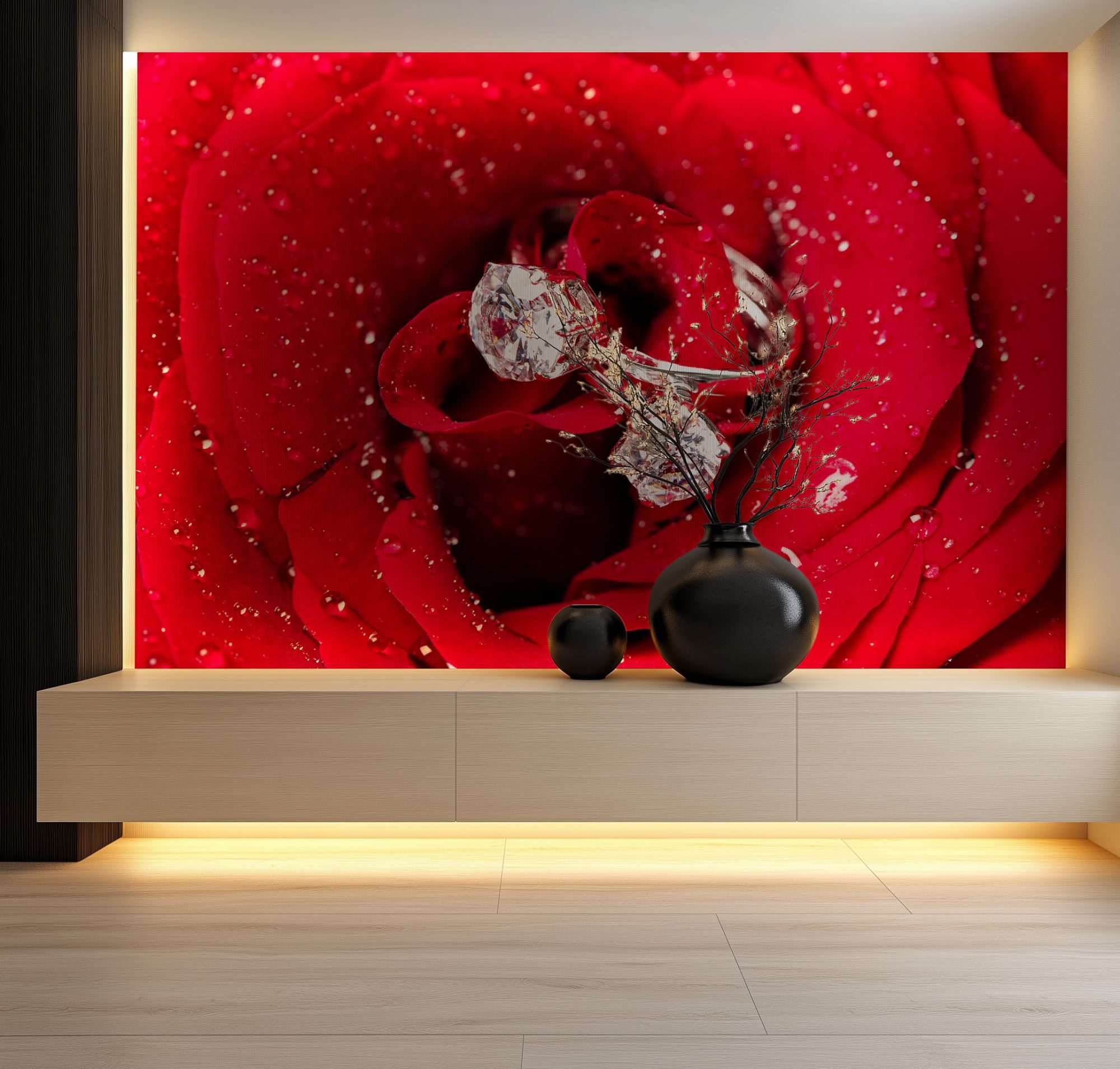 Rode Roos met Diamantringen