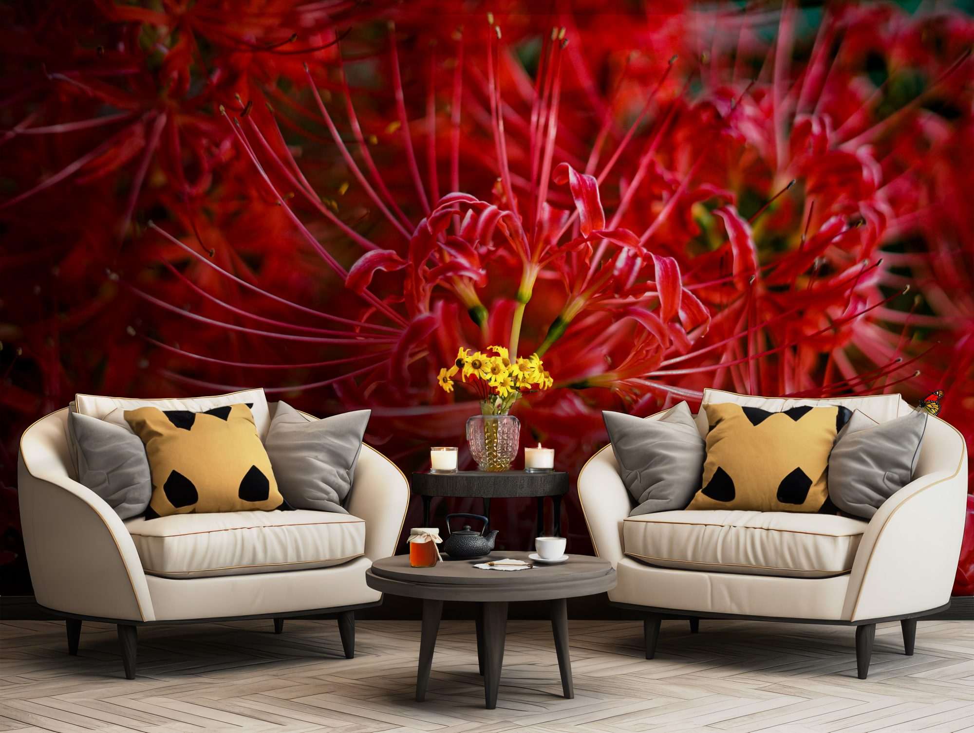 Rode Spinlelies Bloemencluster