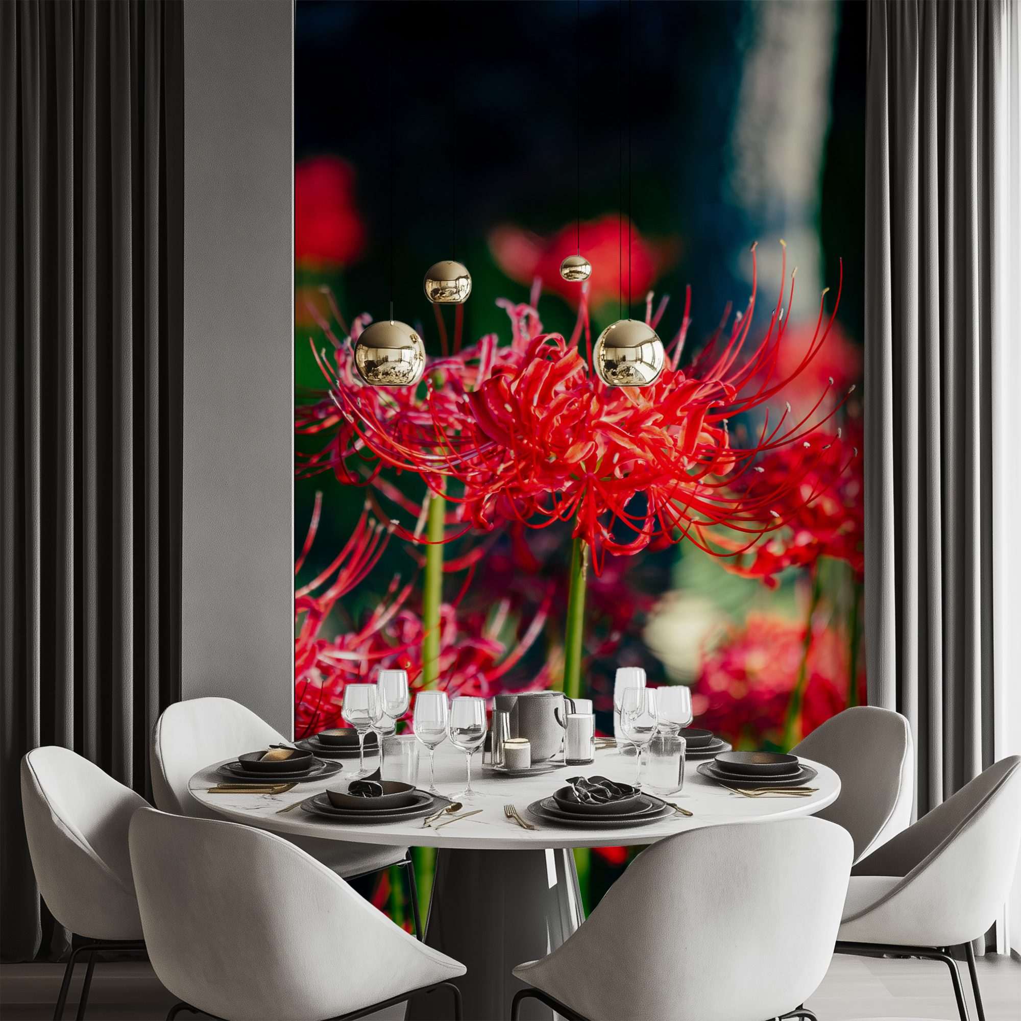 Rode Spinlelies in Bloei