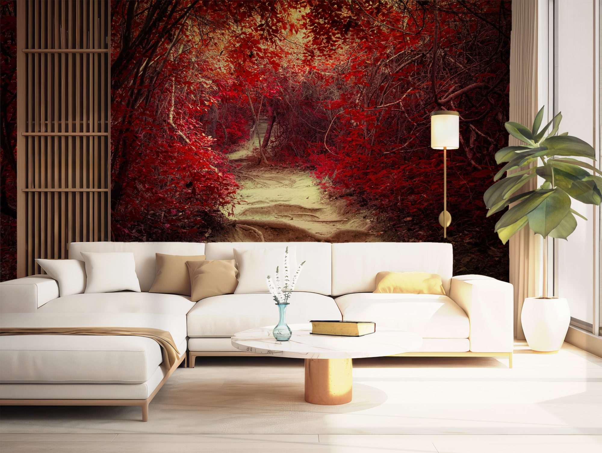 Rood Herfstpad in Diep Bos