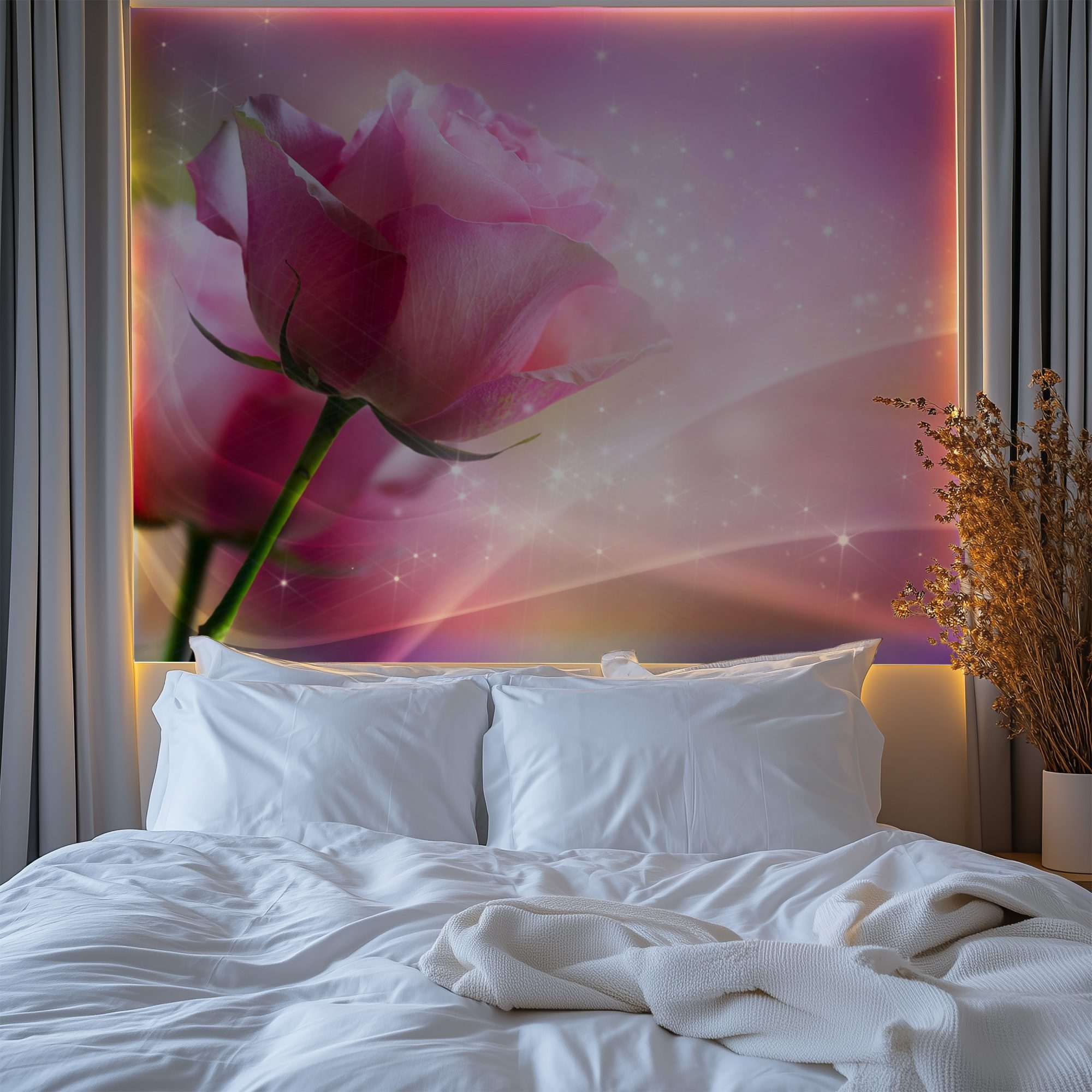 Roze Roos met Lichtgolven