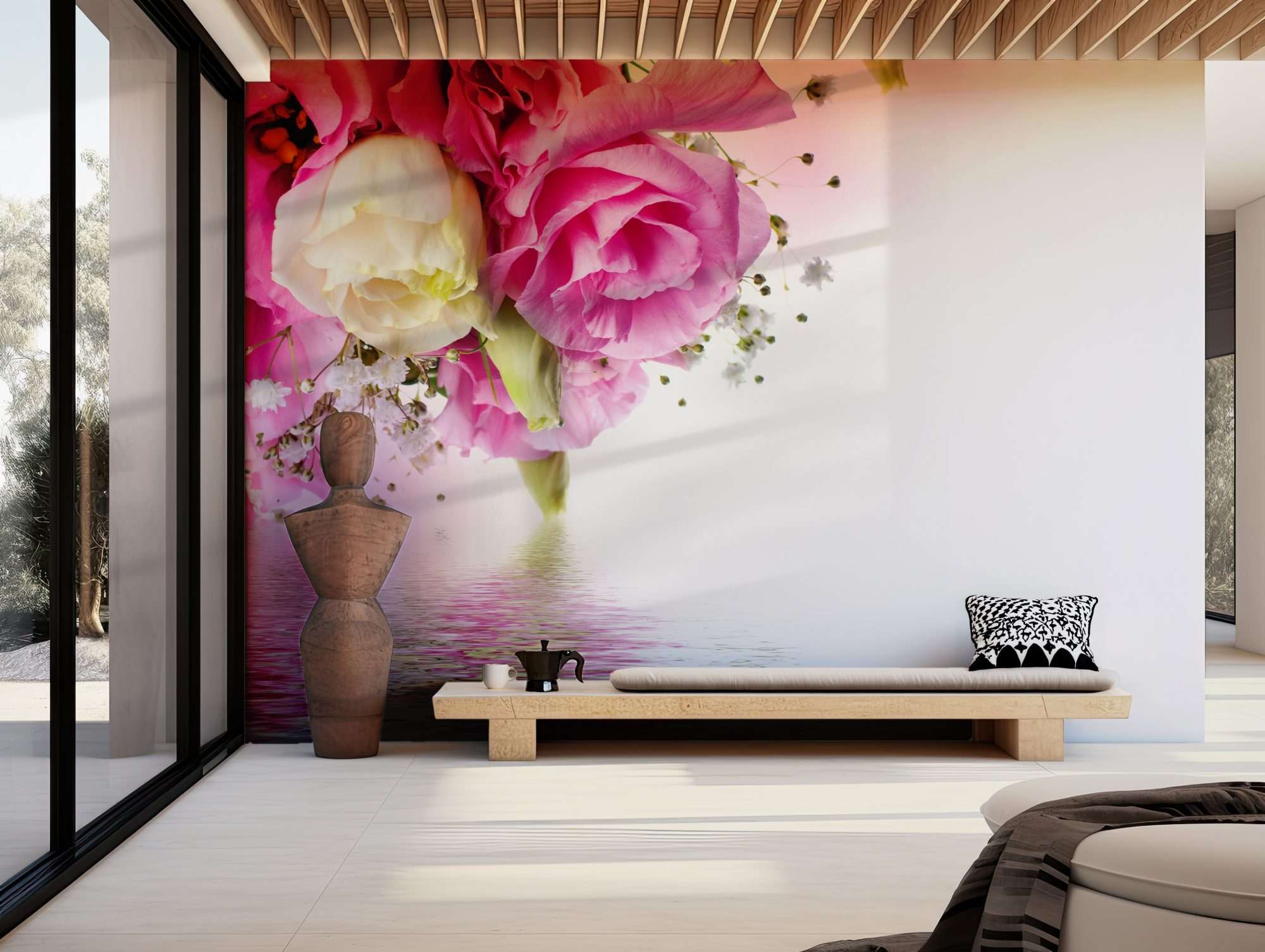 Roze Rozen met Waterreflectie