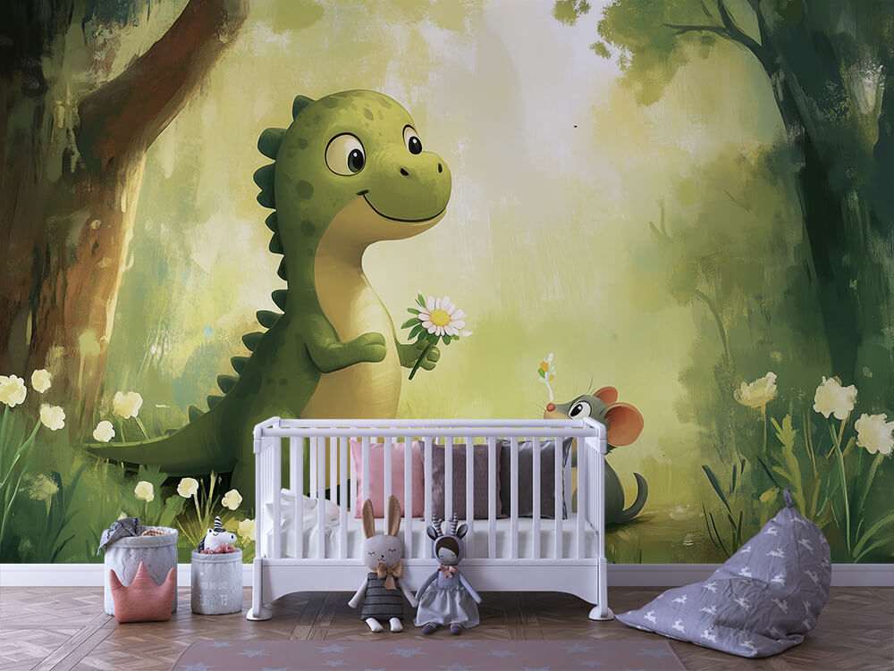 Schattige dinosaurus en muis kinderkamer
