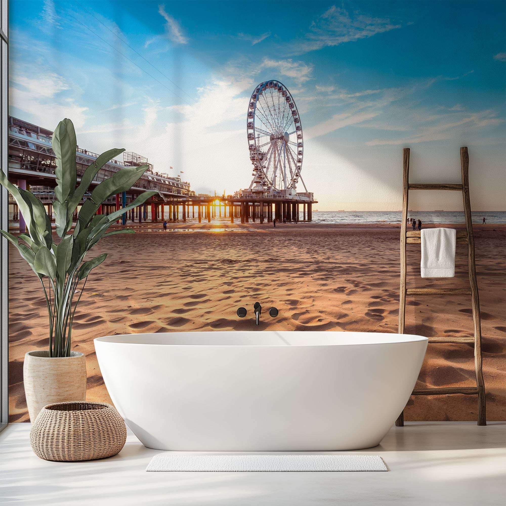 Skyline Den Haag Pier met Reuzenrad Zonsondergang