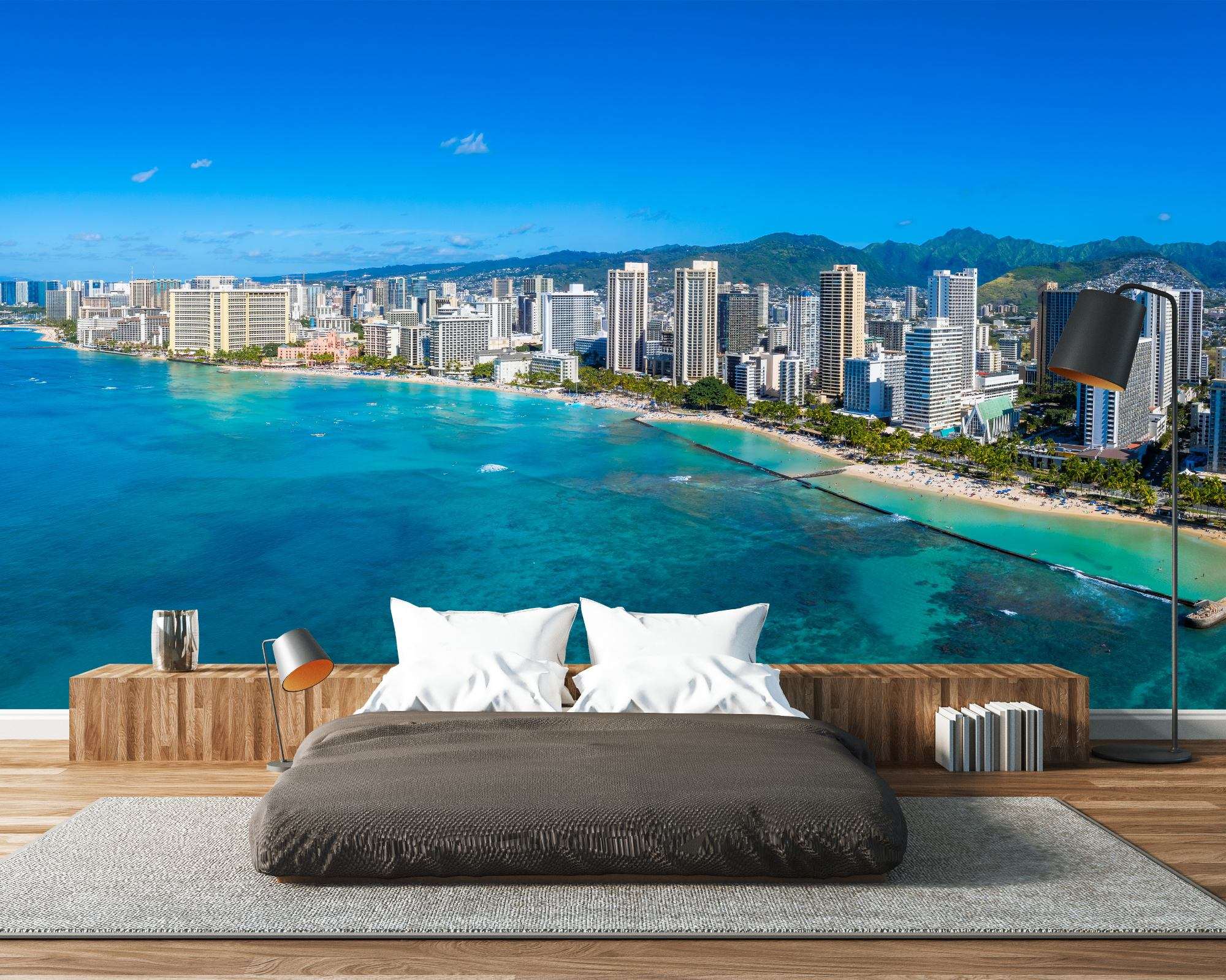 Skyline Honolulu Waikiki Strand en Oceaan