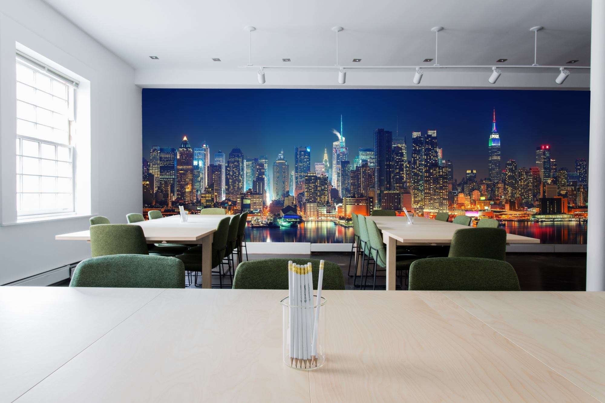 Skyline New York Nacht met Reflectie