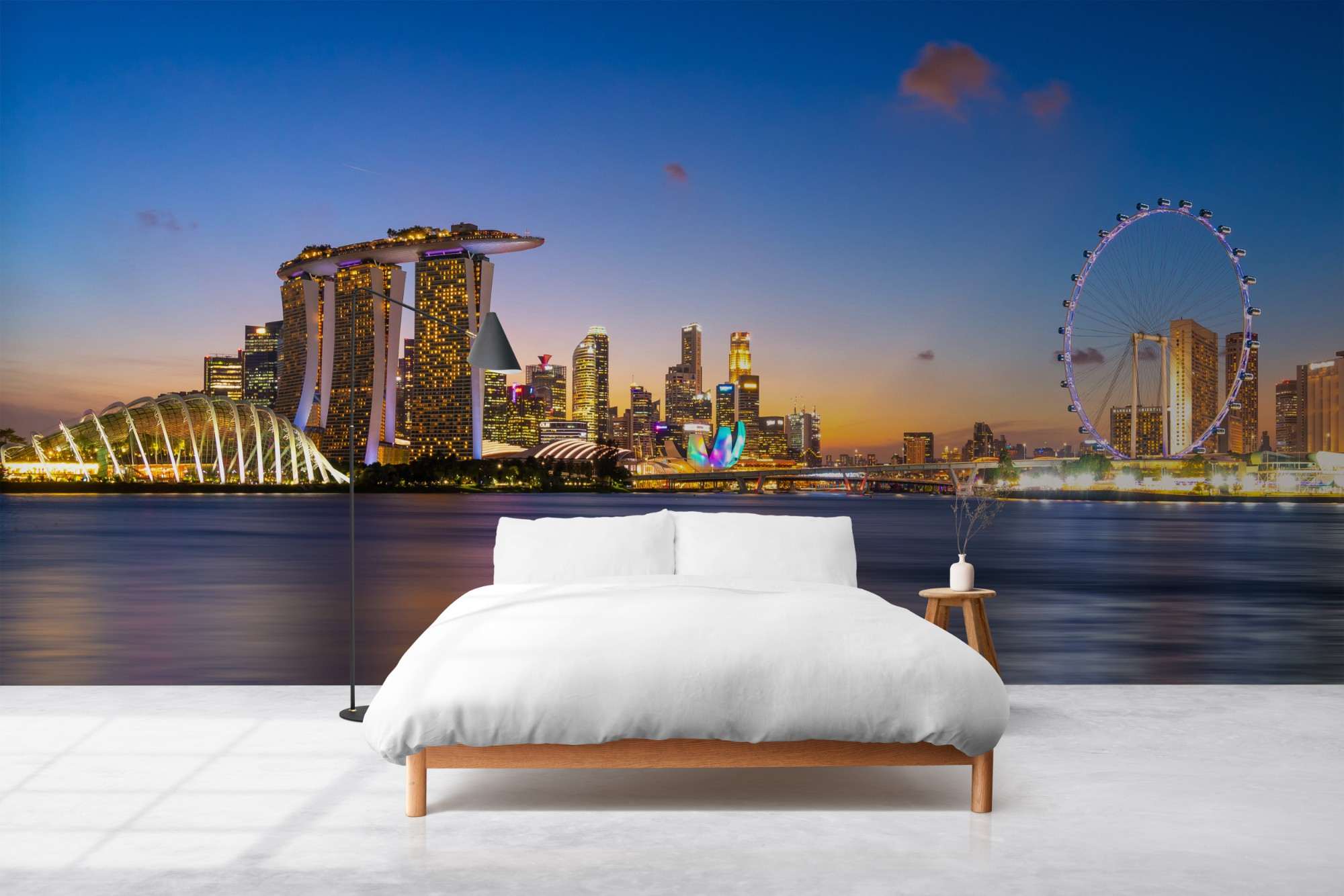 Skyline Singapore Marina Bay Nachtpanorama