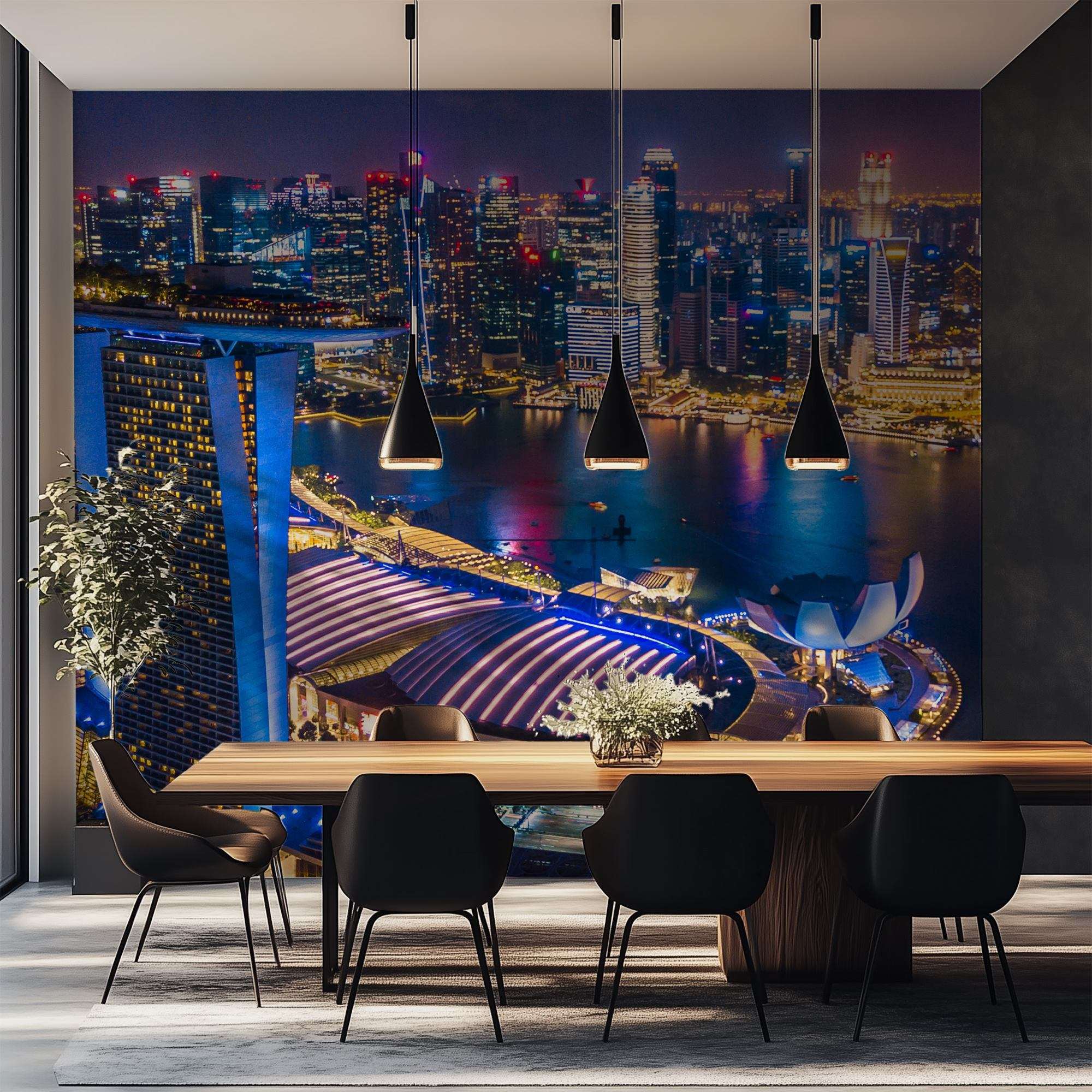 Skyline Singapore Marina Bay Avond