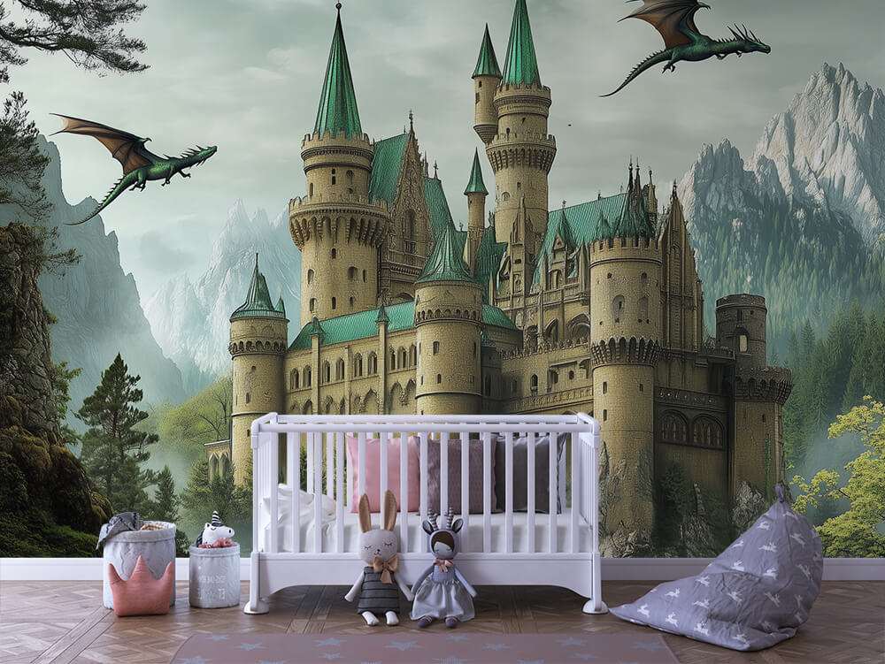 Sprookjeskasteel donker bos kinderkamer