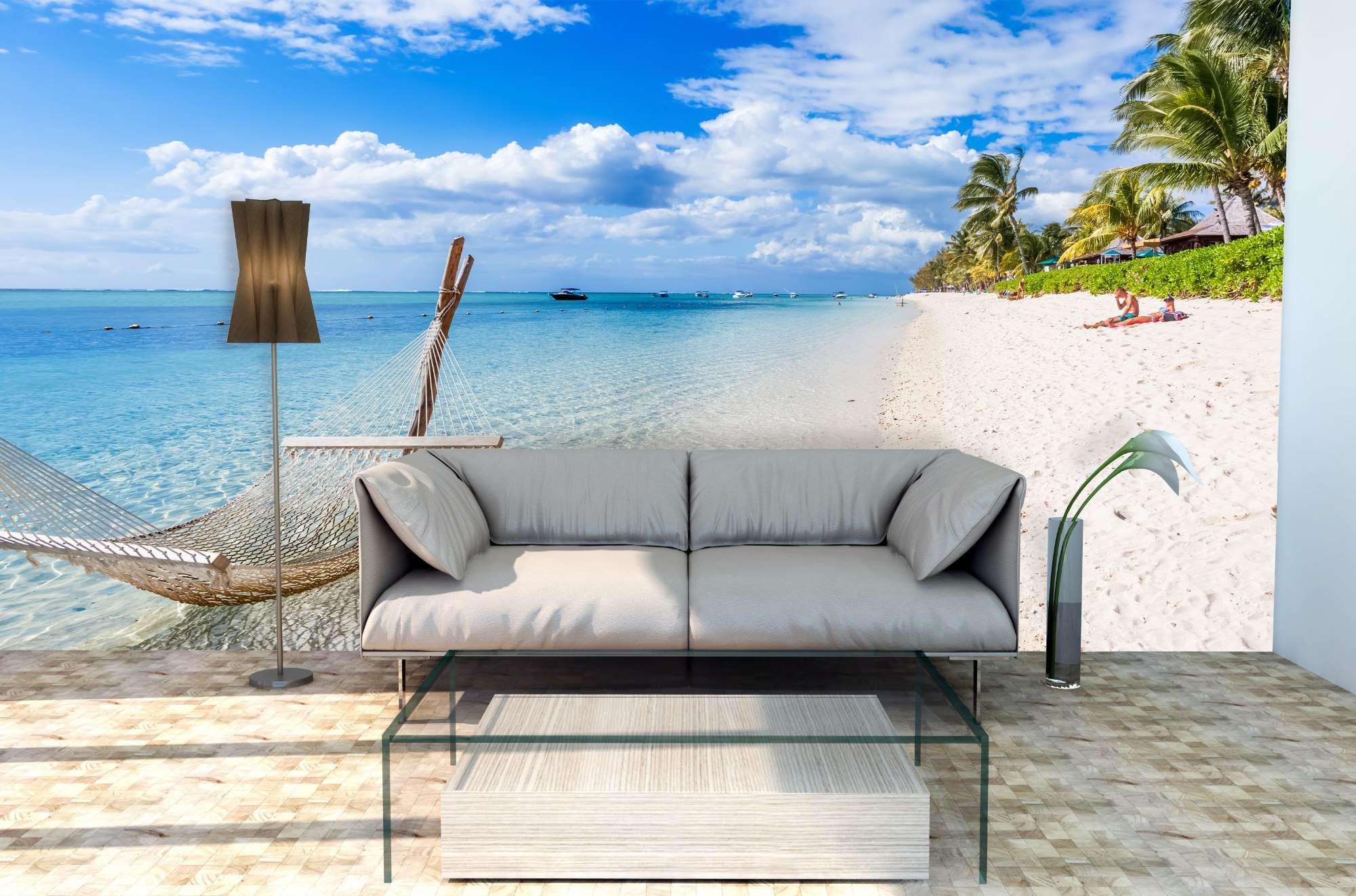 Strand met Hangmat en Turquoise Zeezicht