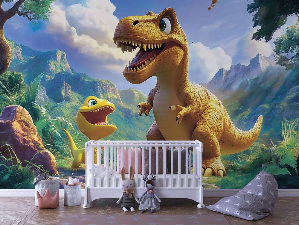 T-rex en kleine dinosaurus kinderkamer