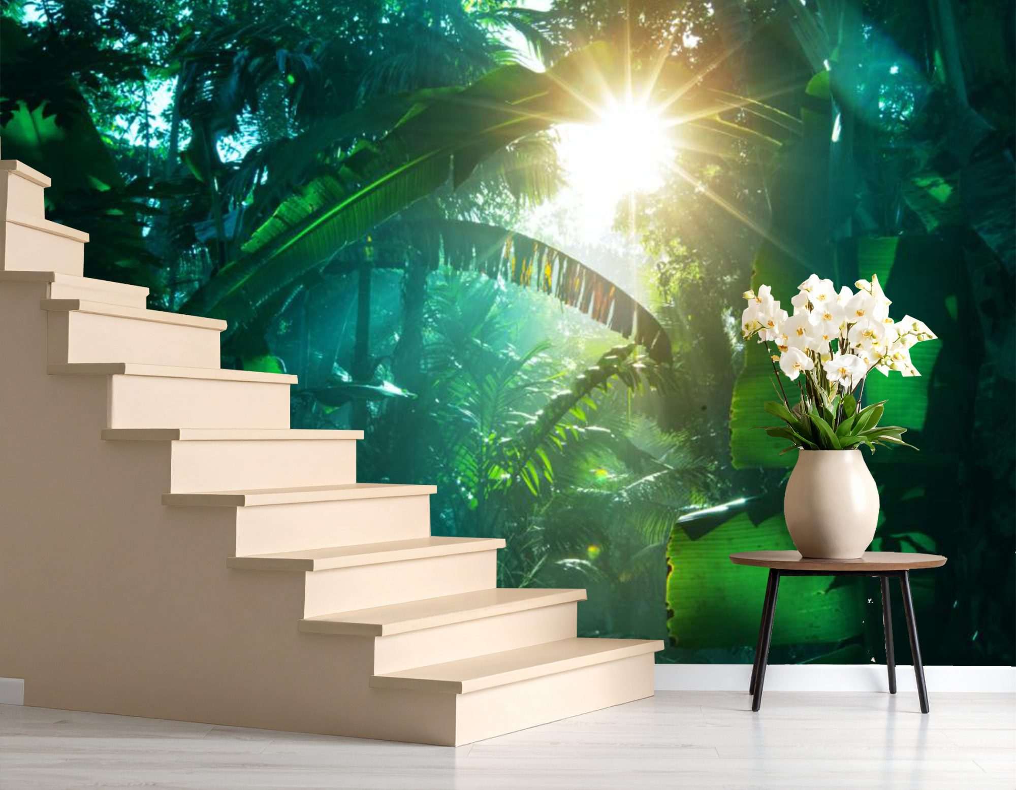 Tropisch Bos met Brug en Zonlicht