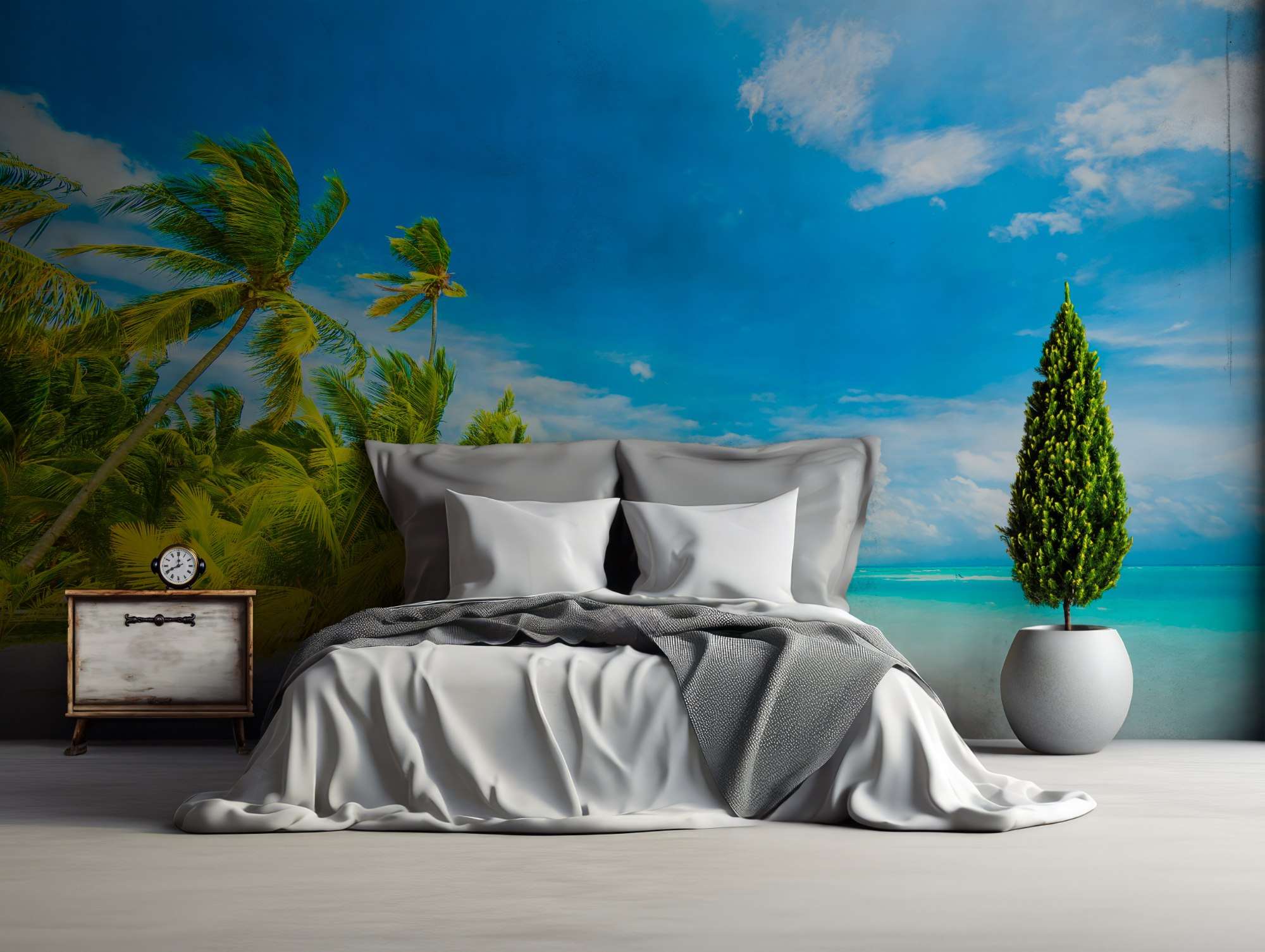 Tropisch Strand met Palmen en Helder Water