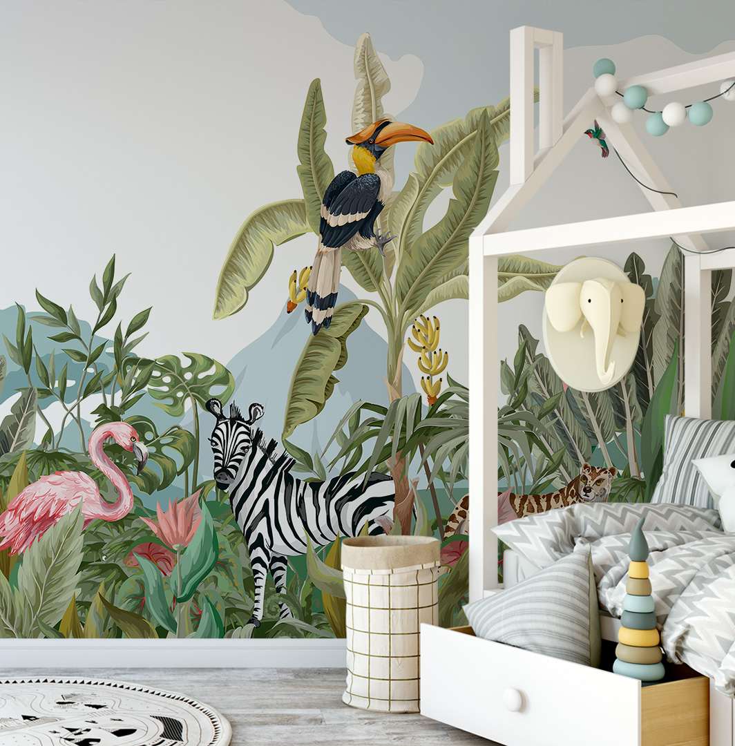 Tropische jungle dieren voor kinderkamer