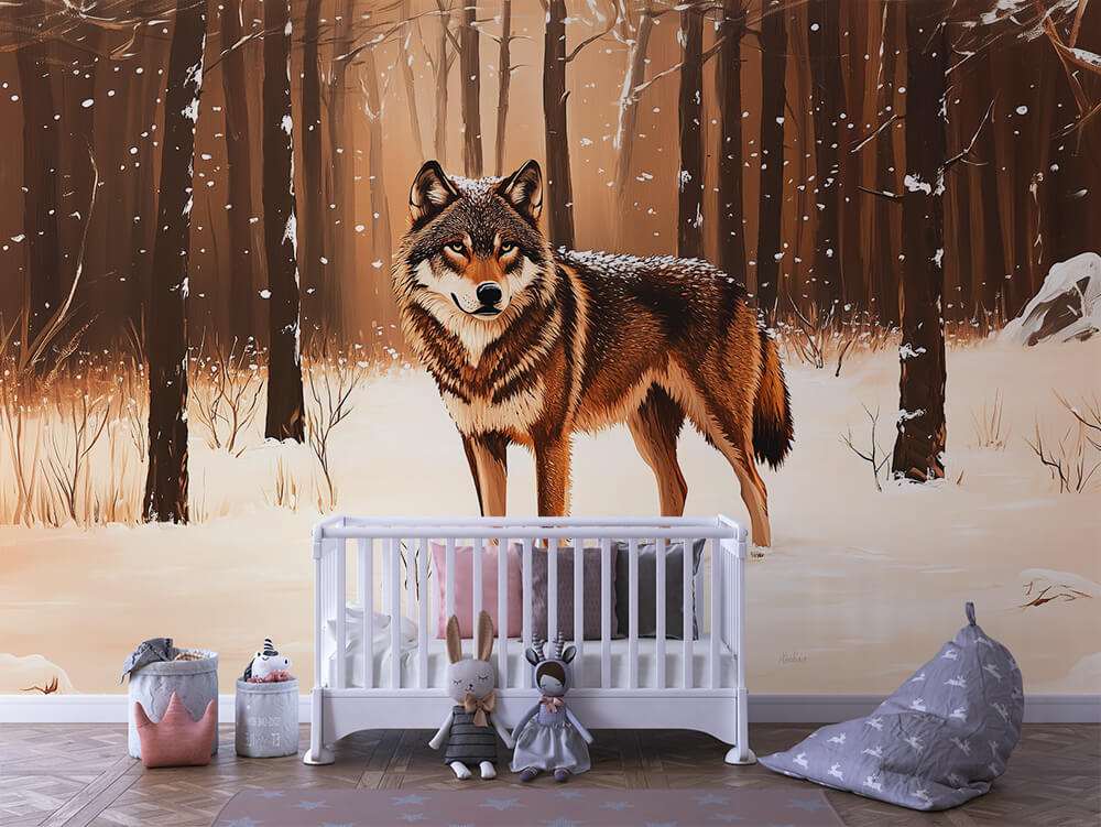 Wolf in winterbos kinderkamer