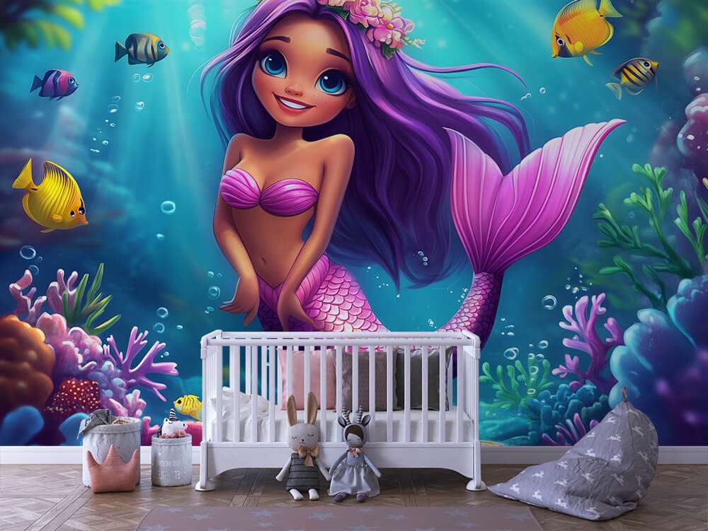 Zeemeermin onderwater kleurrijk koraal