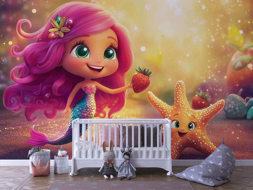 Zeemeermin strand kleurrijk kinderkamer