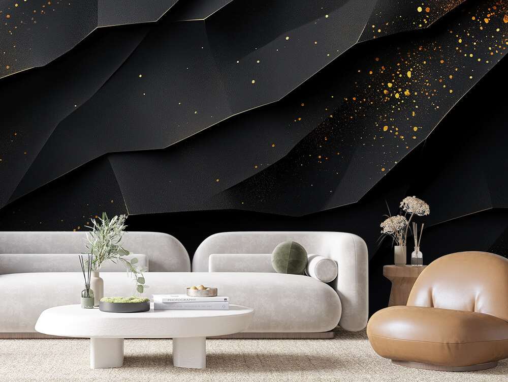 Zwart Abstract Gouden Deeltjes