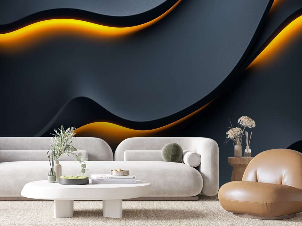 Zwart Gouden Abstracte Golven