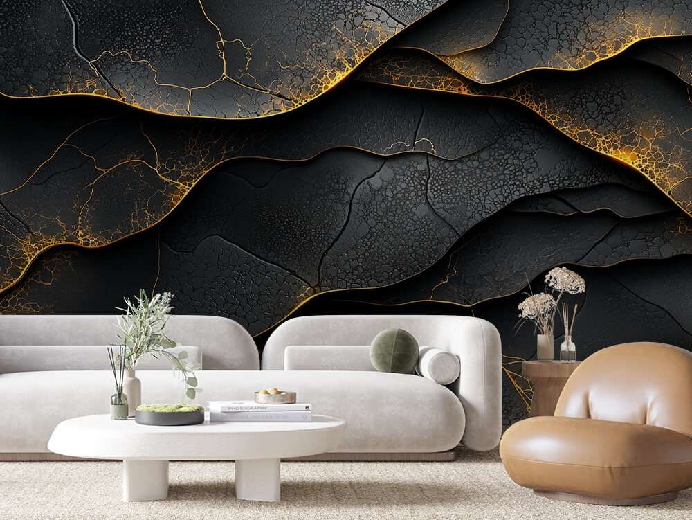 Zwart Gouden Abstracte Textuur