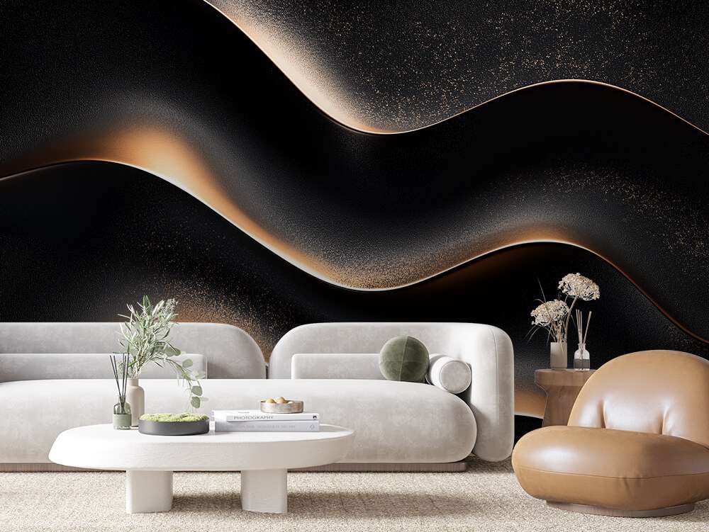 Zwart Gouden Golfpatroon