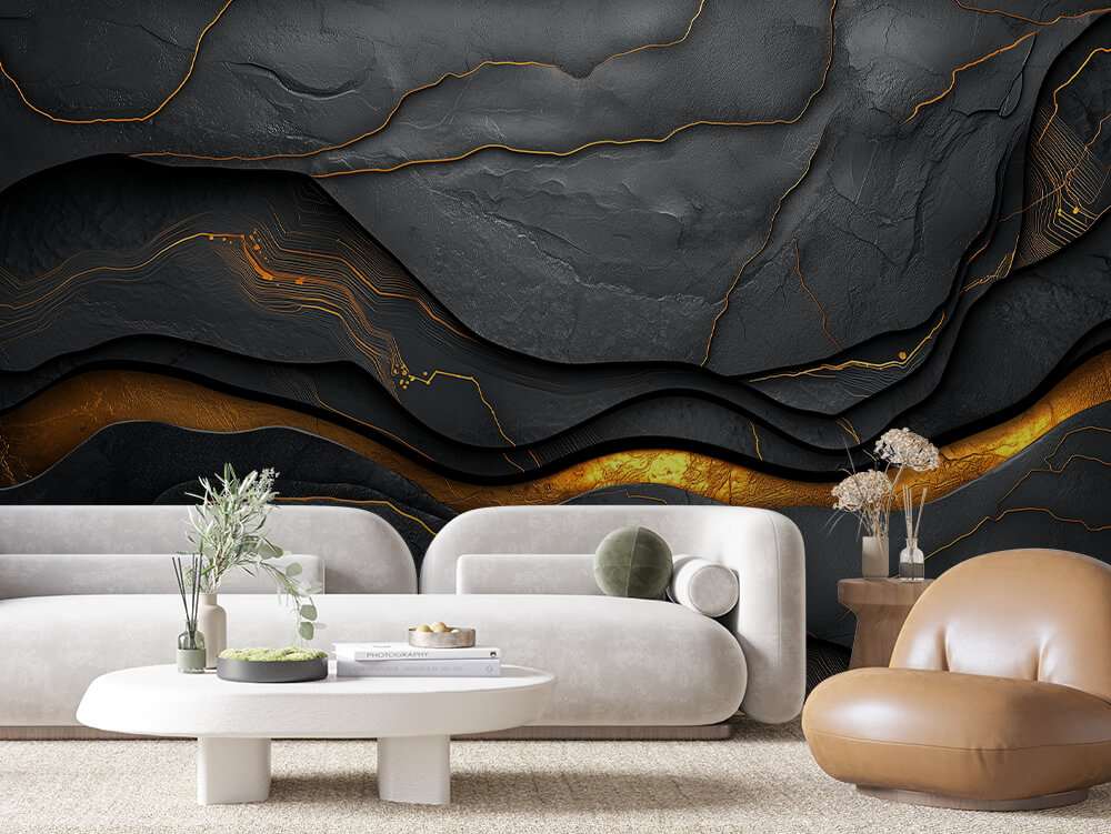 Zwart Gouden Marmerstructuur