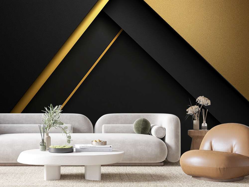 Zwart Gouden Minimalistische Lijnen