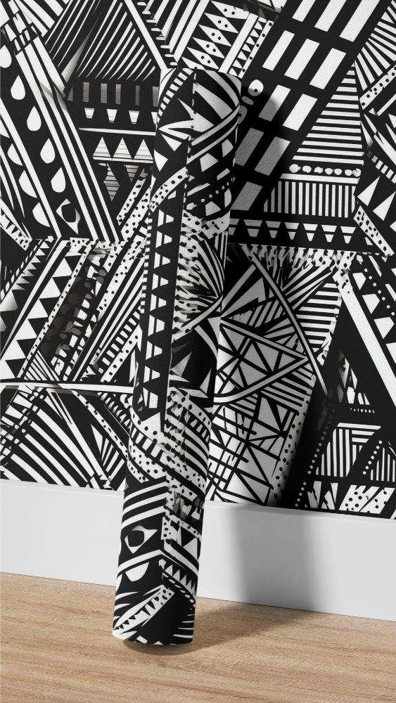 Zwart Wit Tribal Geometrisch Patroon