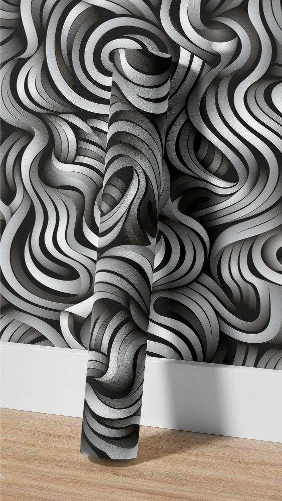 Zwart Wit Vloeiende Golfstructuur
