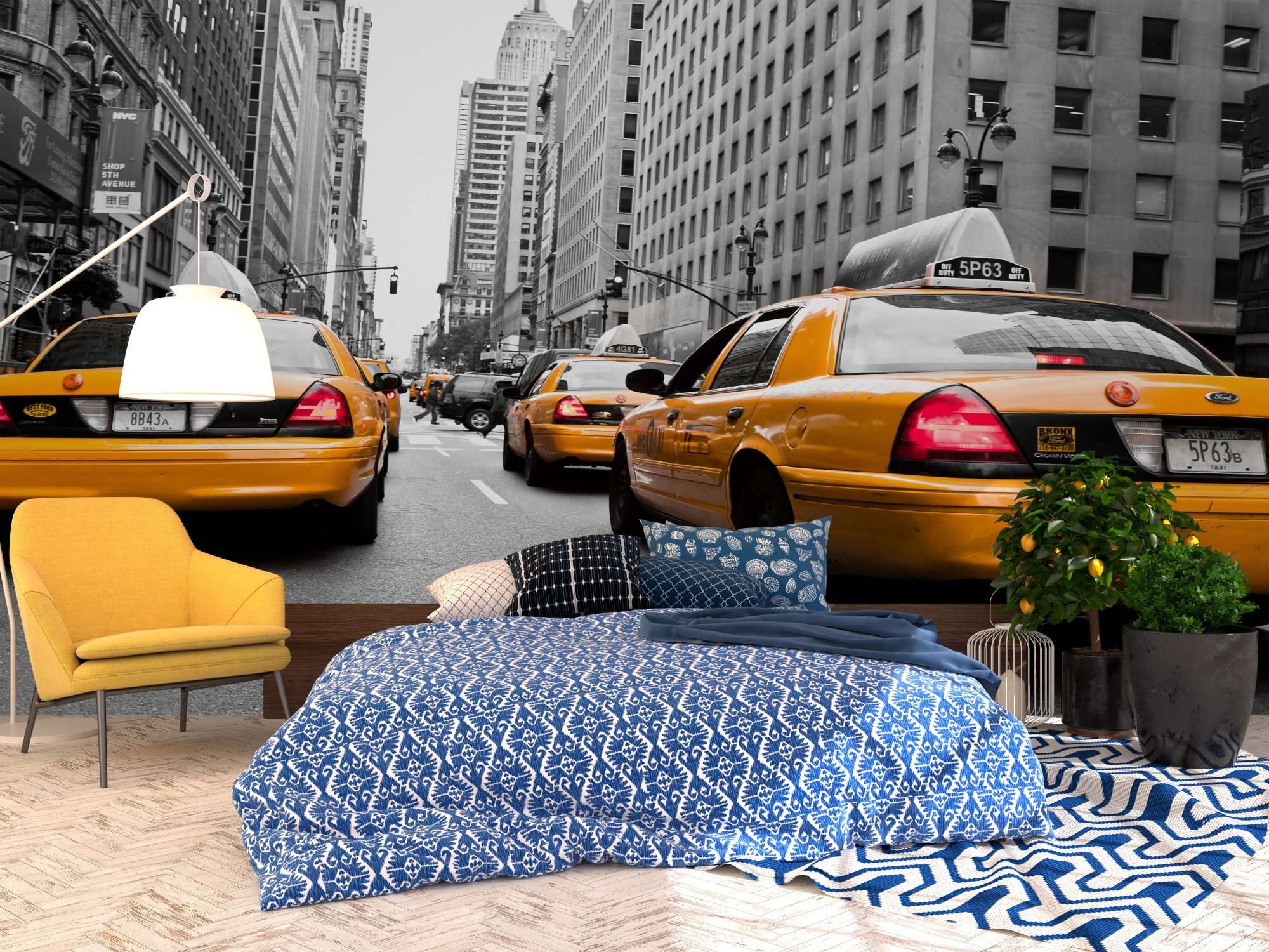 New York Taxi Straatperspectief