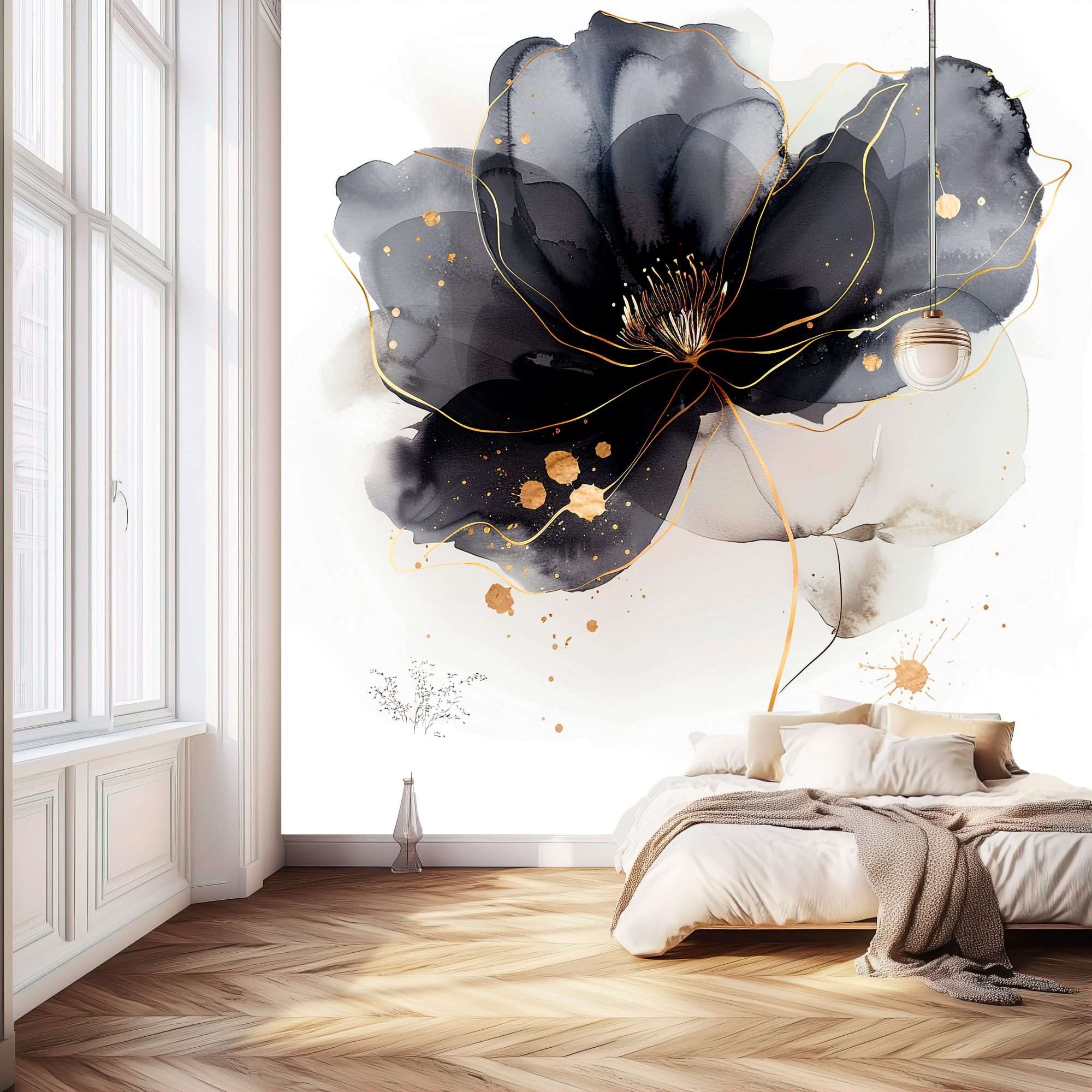 Donkere Bloem met Gouden Details