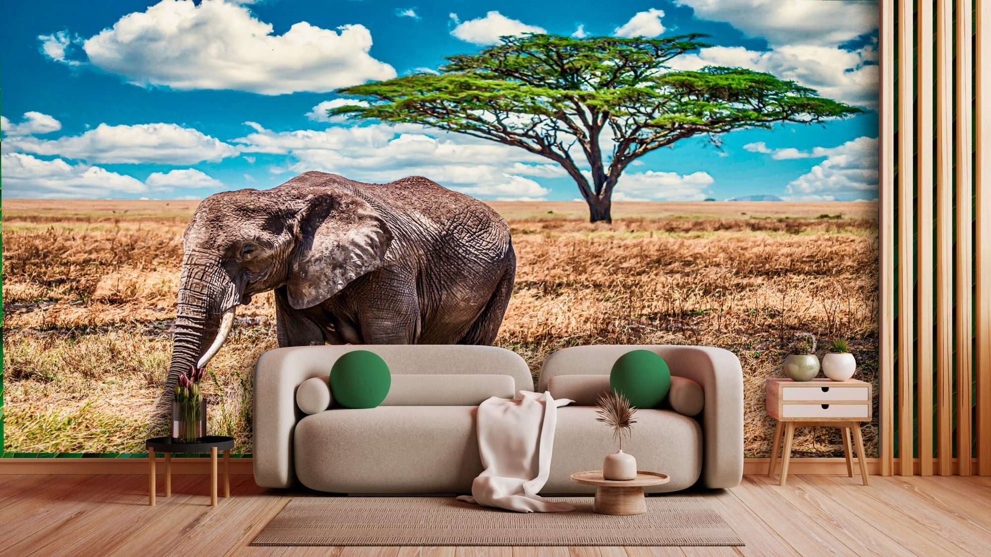 Olifant Savanne met Boom