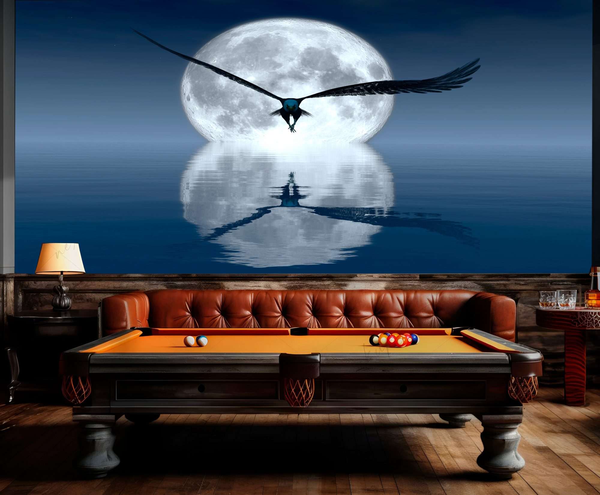 Vogel Maan Nacht Reflectie
