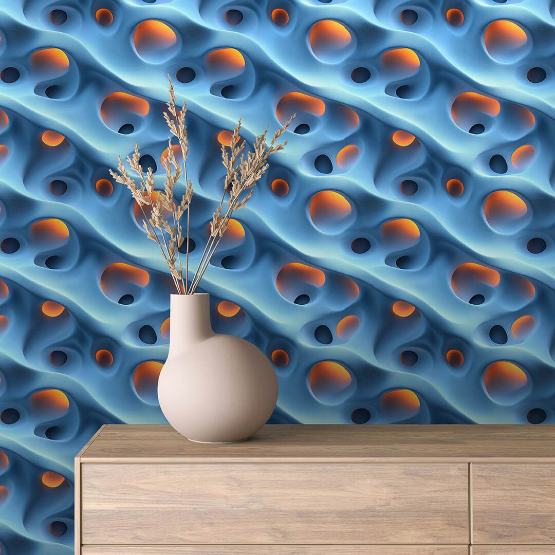 Fotobehang 3D Abstract Blauw Reliëf