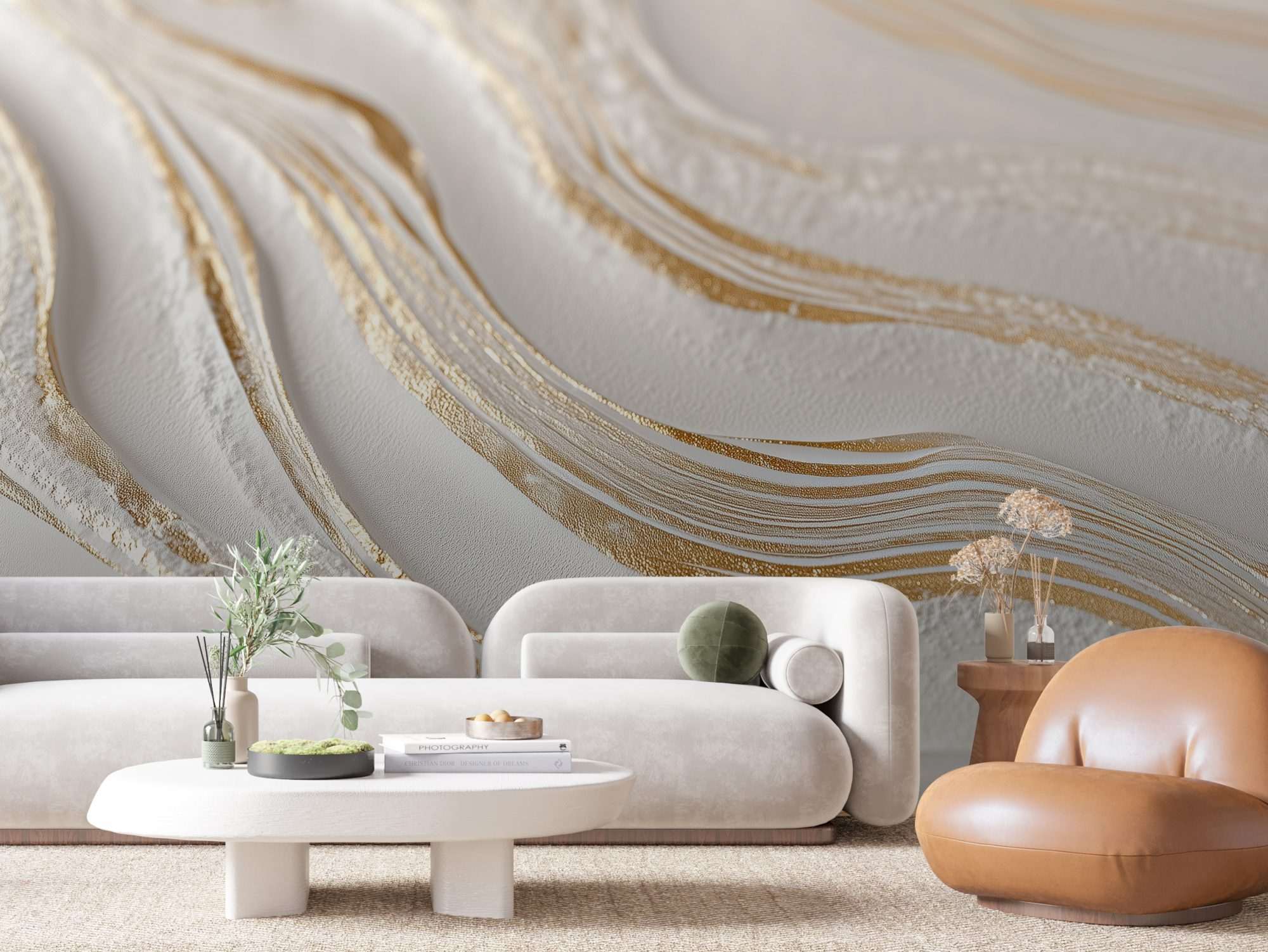 Abstract Goud Witte Reliëfstructuur