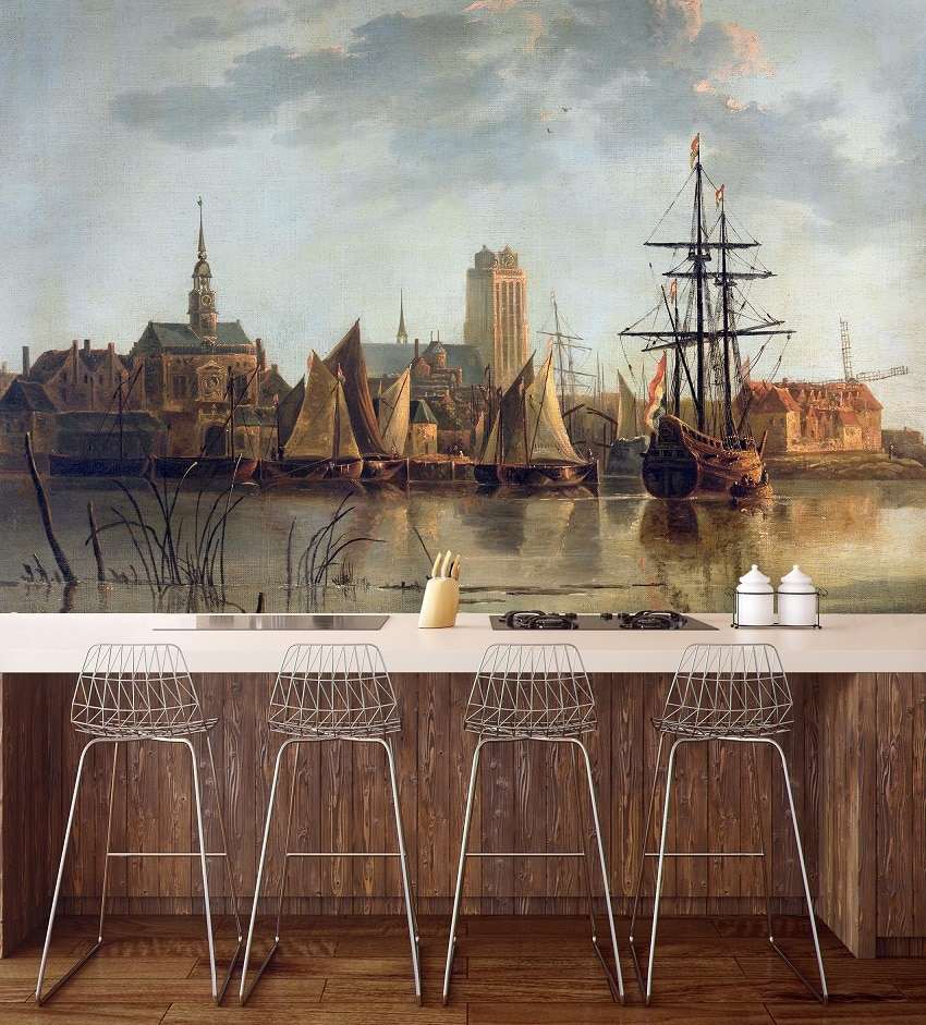 Fotobehang Gezicht op Dordrecht – Aelbert Cuyp