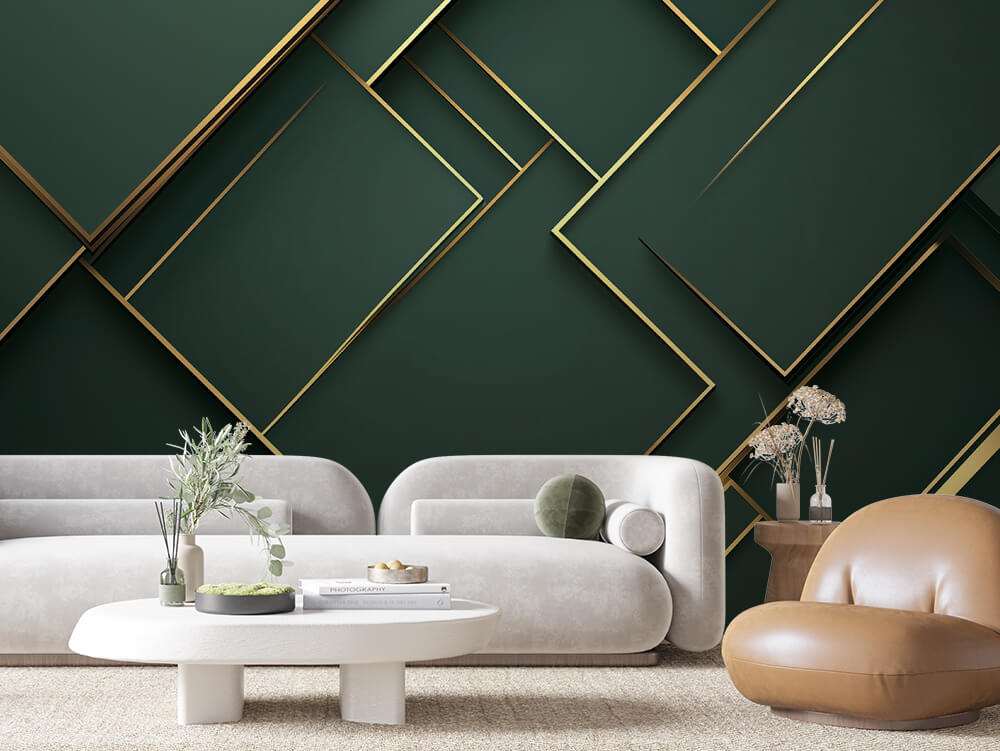 Groen Gouden Geometrisch Patroon
