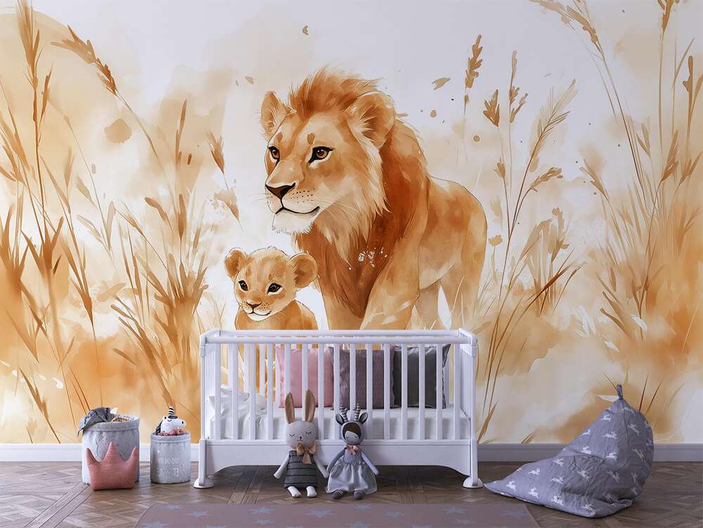 Leeuw en Welp Safari Kinderkamer