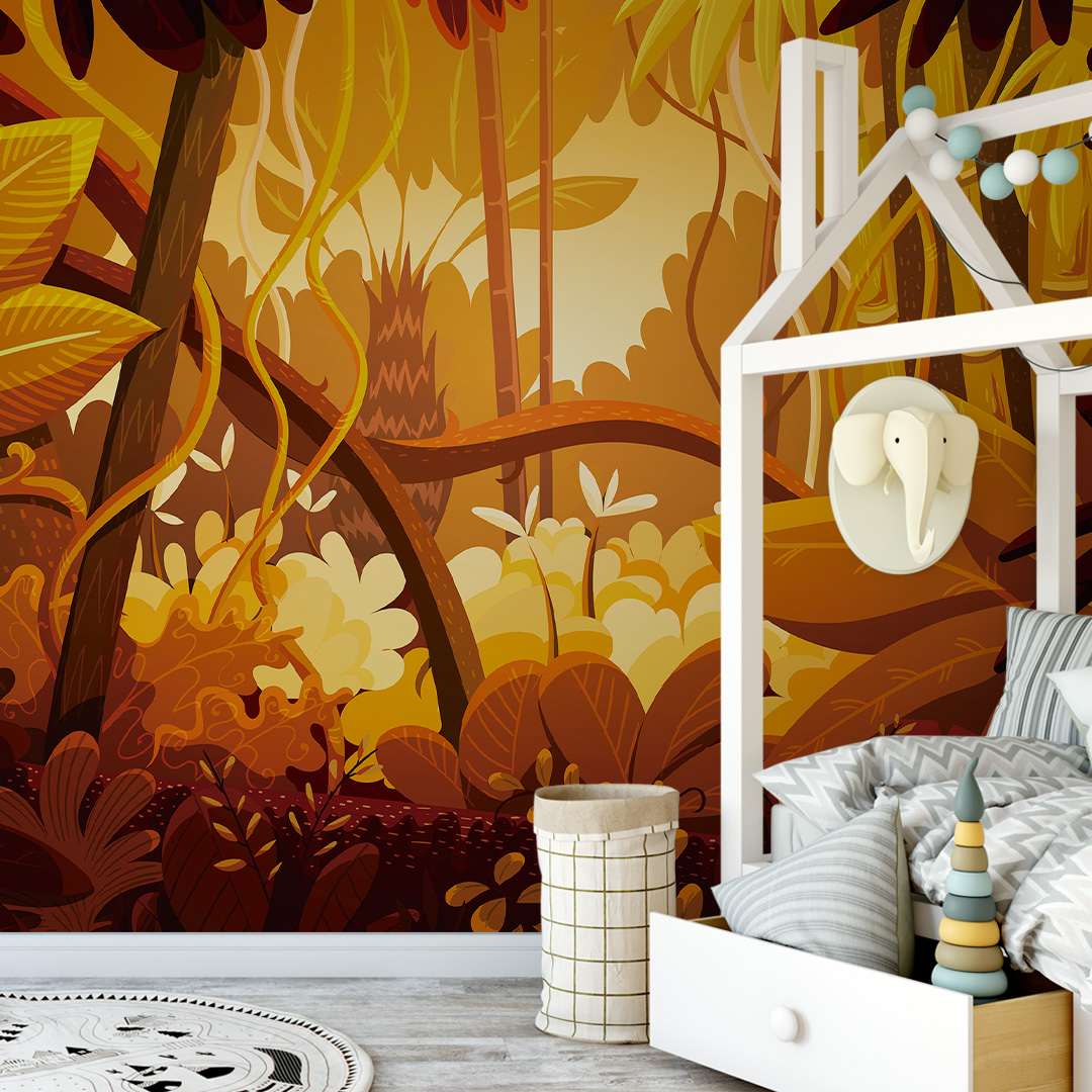 Warme Jungle Kinderkamer Illustratie