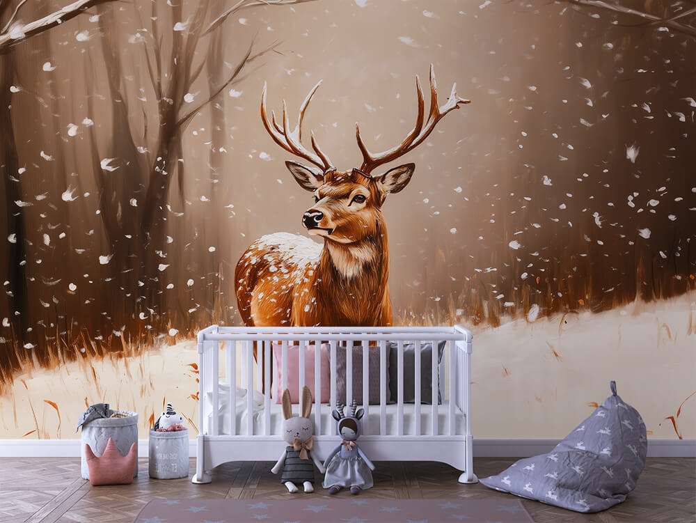 Winterhert in de Sneeuw Kinderkamer