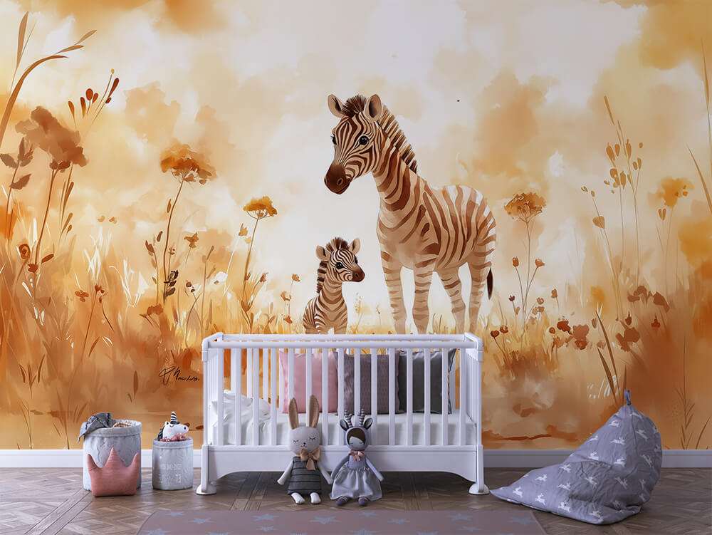 Zebra en Jong Safari Kinderkamer