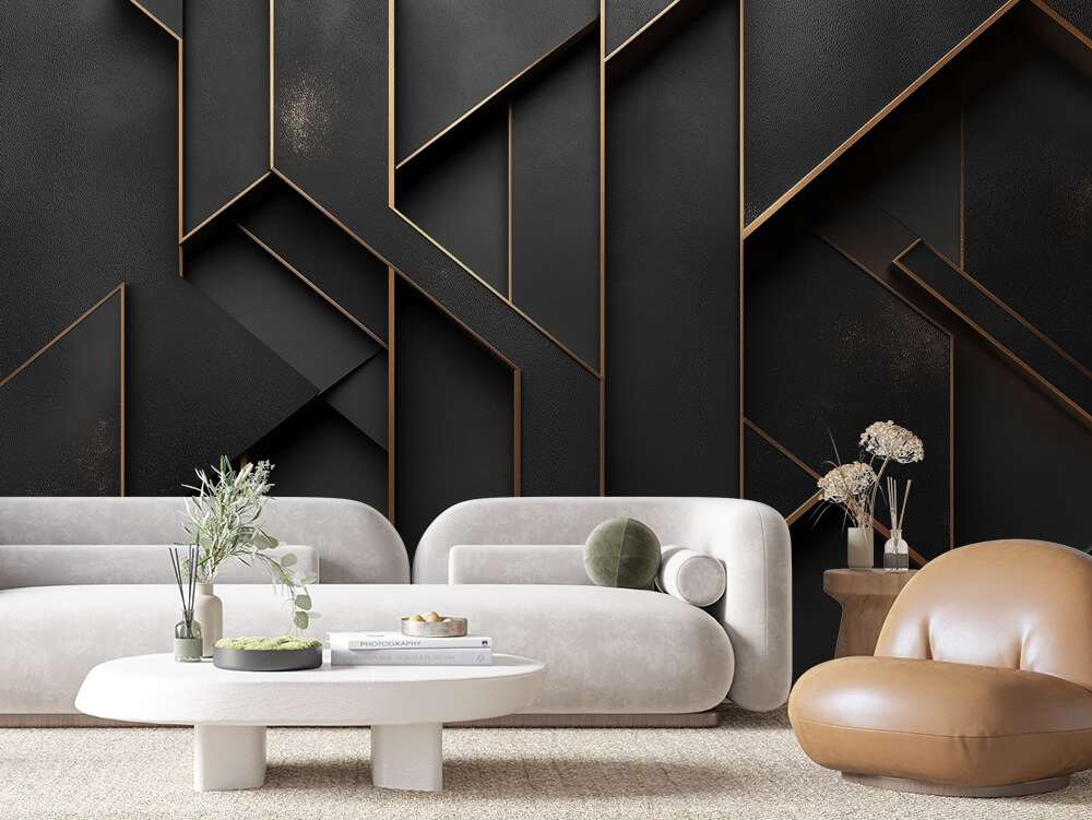 Zwart Gouden Art Deco Lijnen