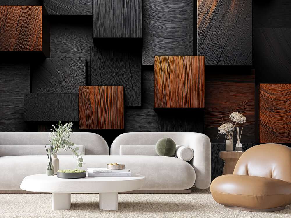 Zwart Houten Geometrisch Paneel