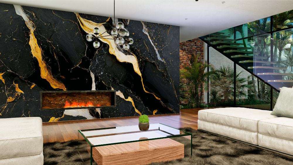 Zwart marmer met gouden aders