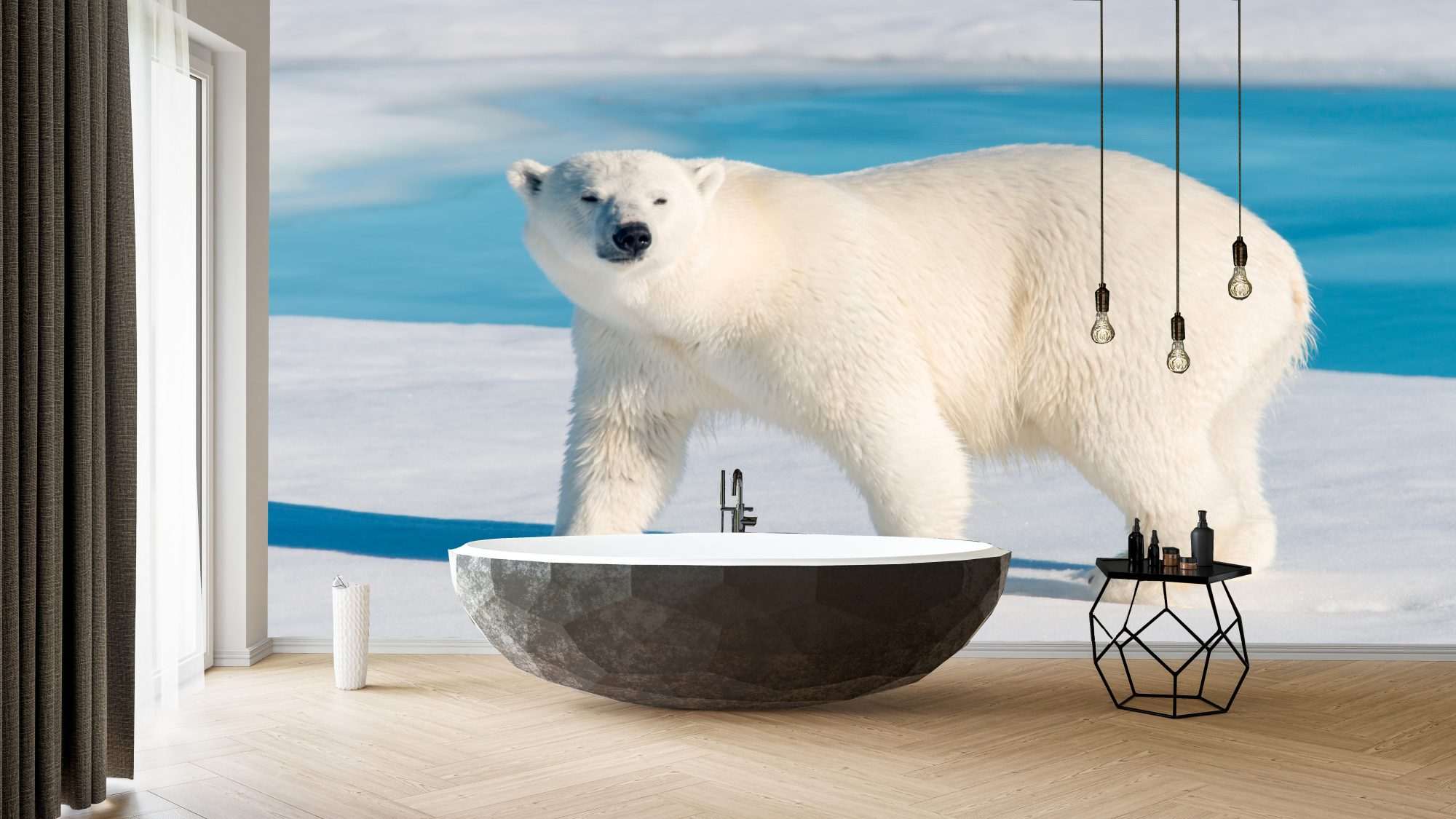 Fotobehang IJsbeer op Besneeuwde Vlakte